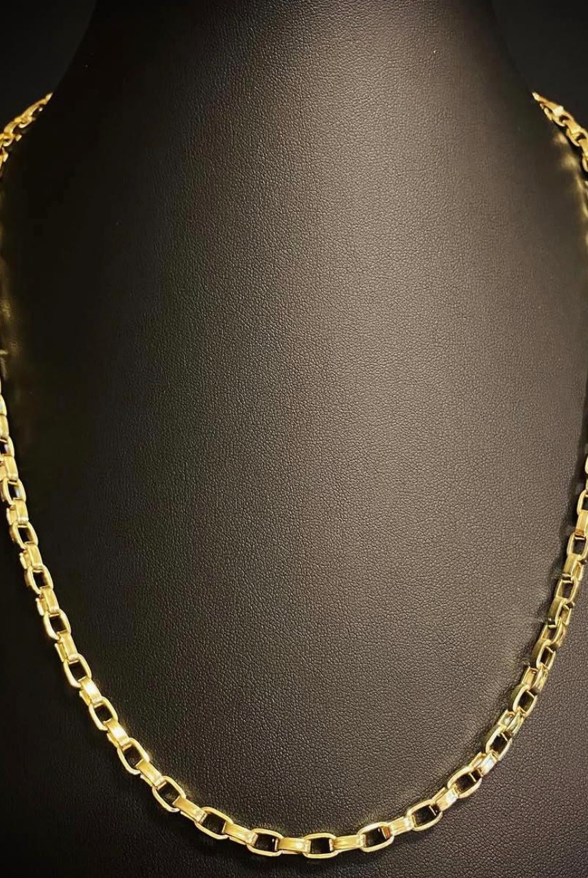 Corrente Cartier Tijolinho 4mm Moeda Antiga Banhada Ouro 24k 70cm
