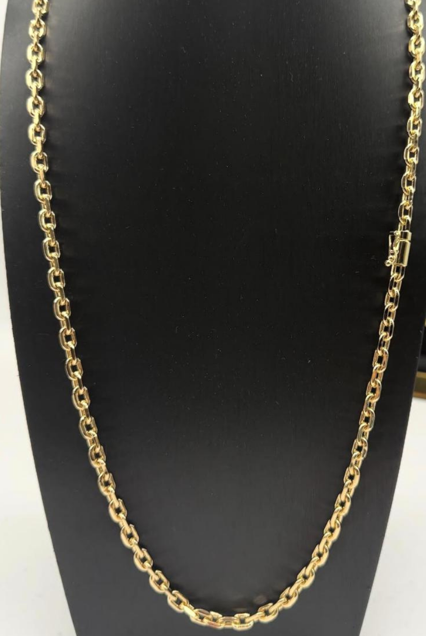 Corrente Cartier Cadeado 5mm Moeda Antiga Banhada Ouro 24k 70cm