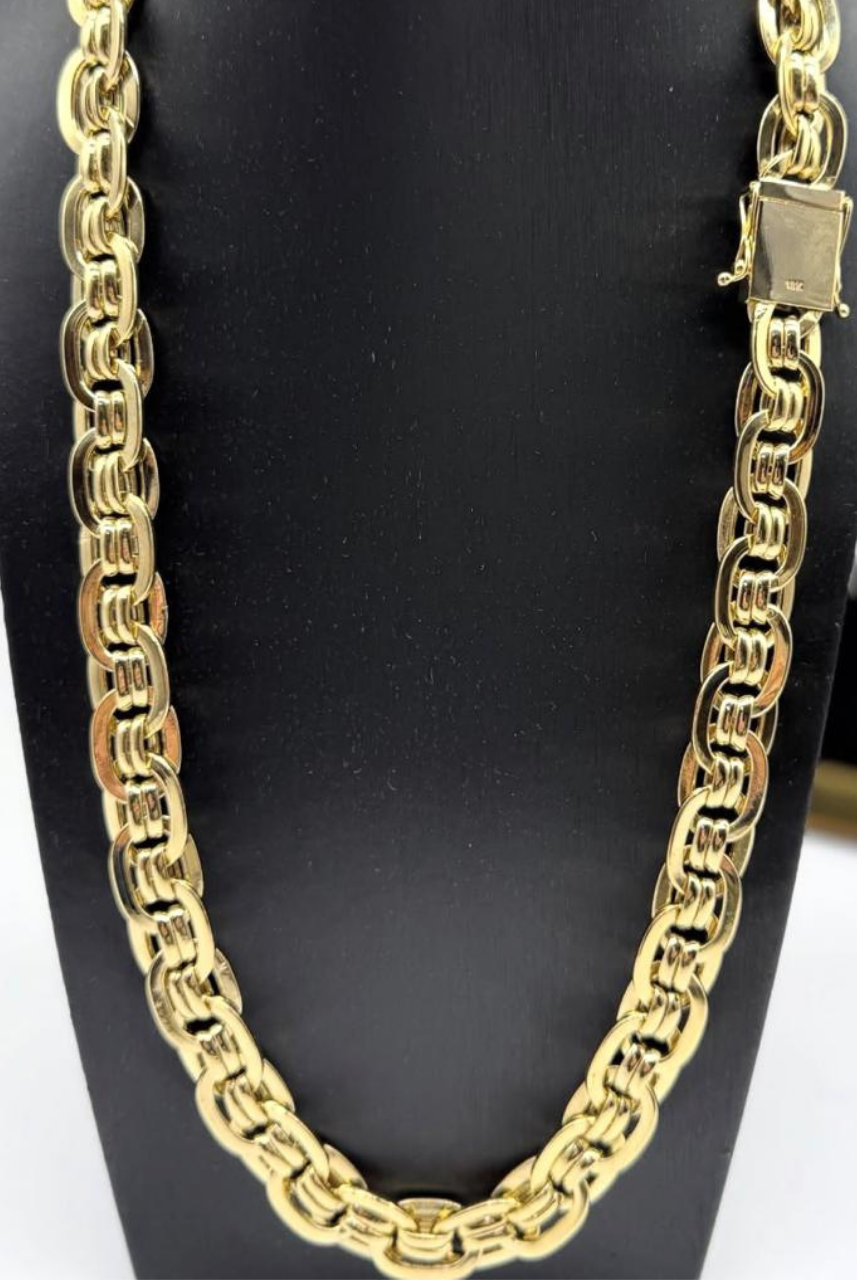 Corrente Dubai 12mm Moeda Antiga Banhada Ouro 24k 70cm