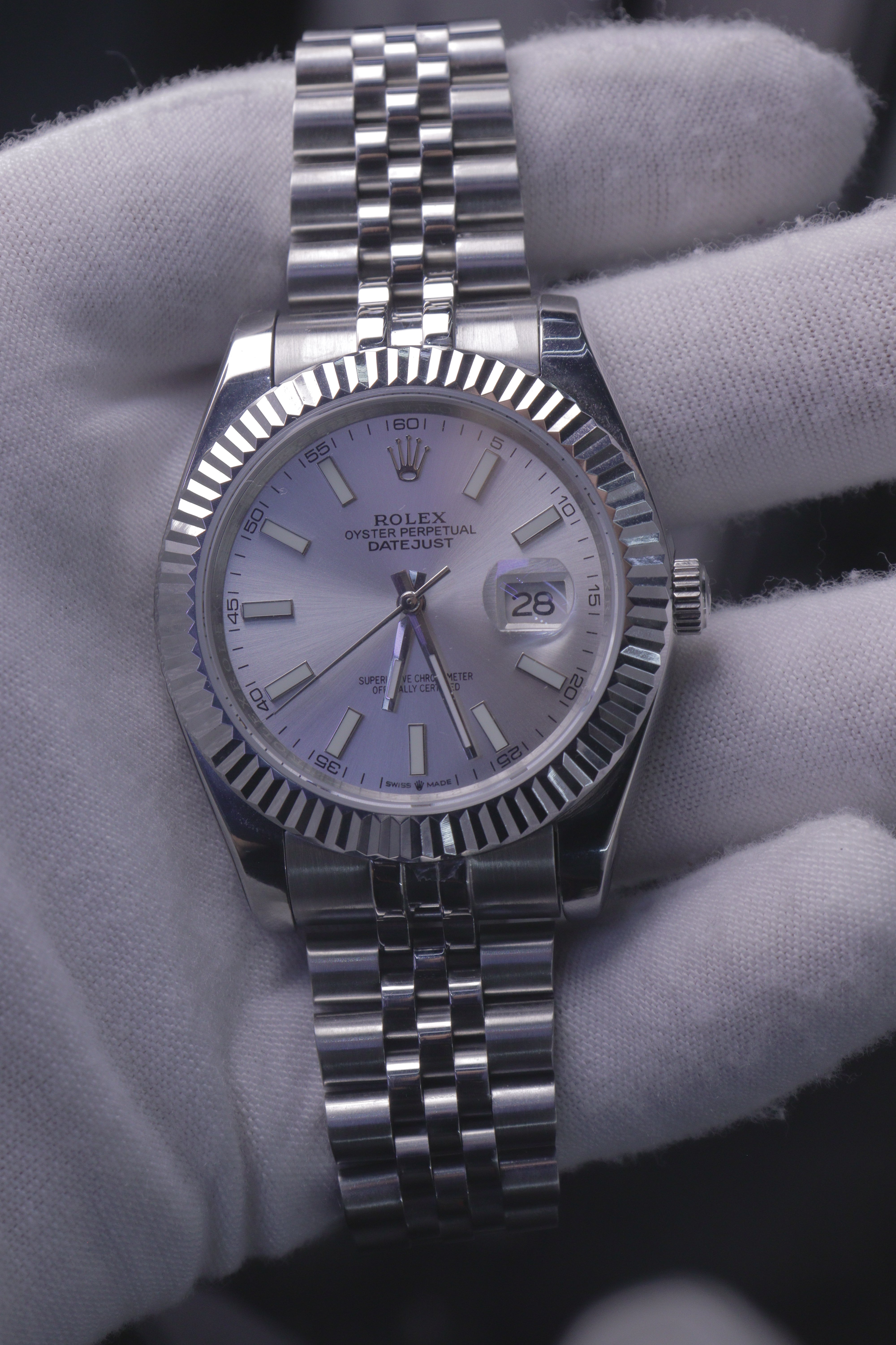 Rolex Datejust 41 Aço e Ouro Branco Mostrador Lilás Jubilee