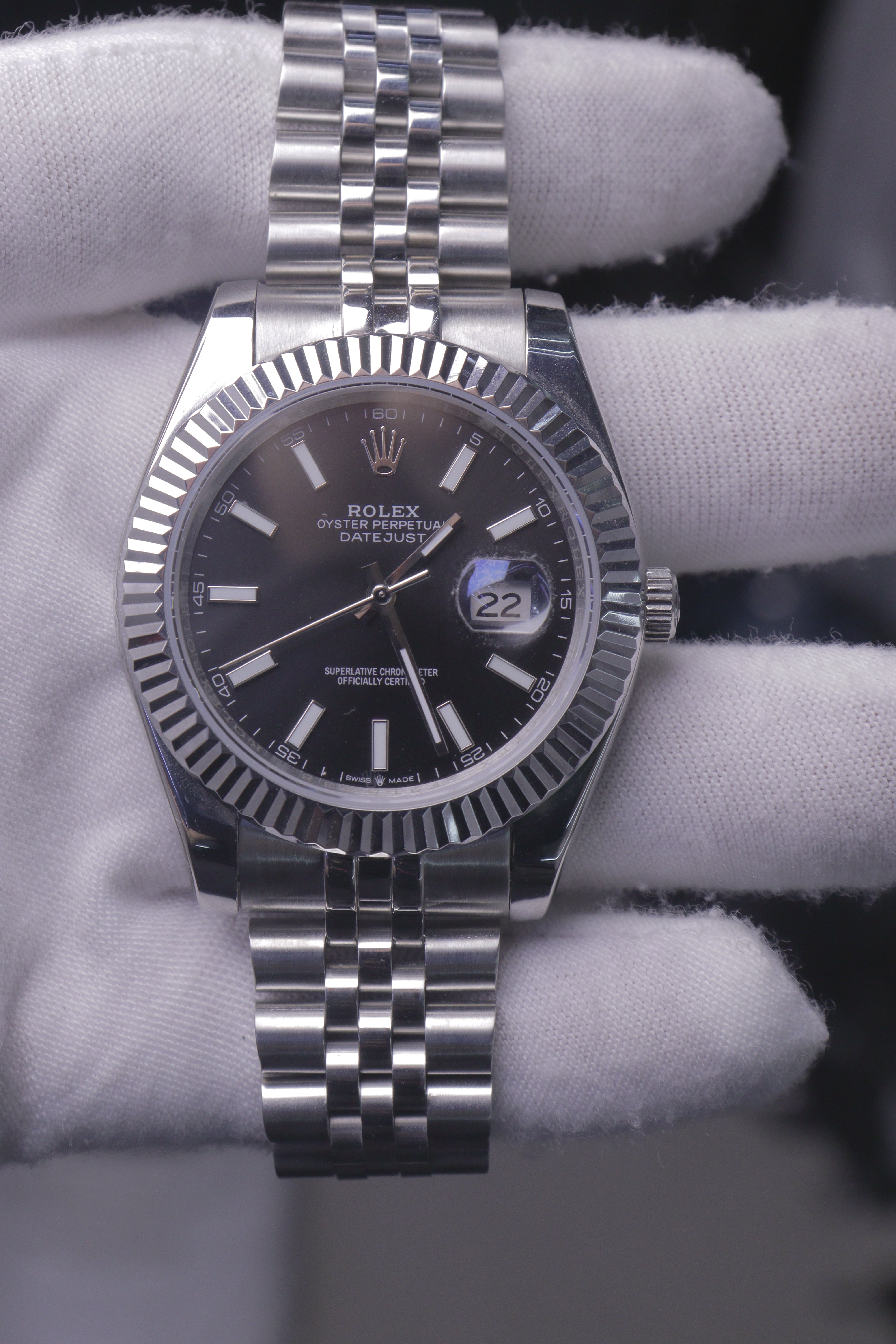 Rolex Datejust 41 Aço e Ouro Branco Mostrador Preto