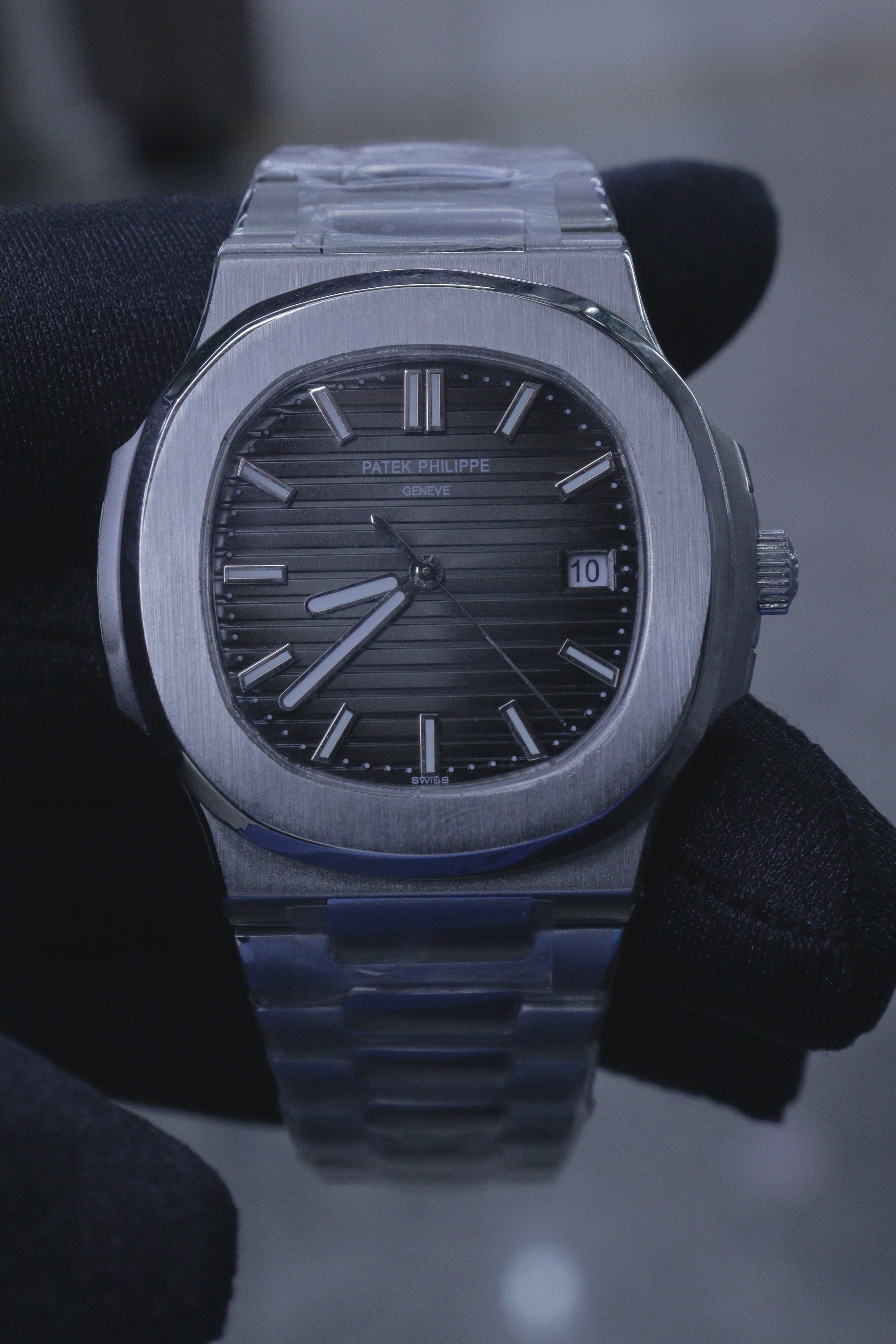 Patek Philippe Nautilus Aço Mostrador Azul/Preto