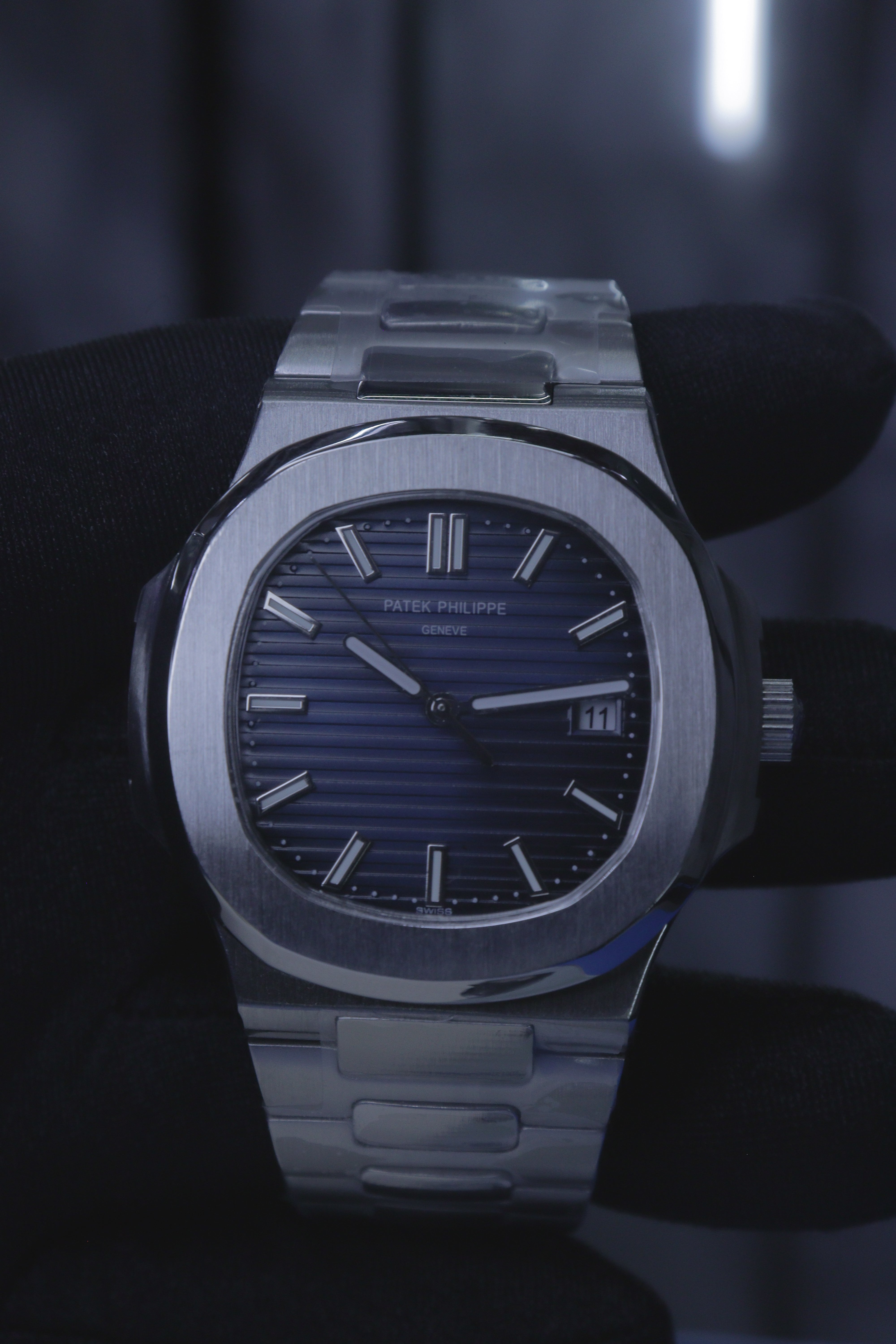 Patek Philippe Nautilus Aço Mostrador Azul Marinho