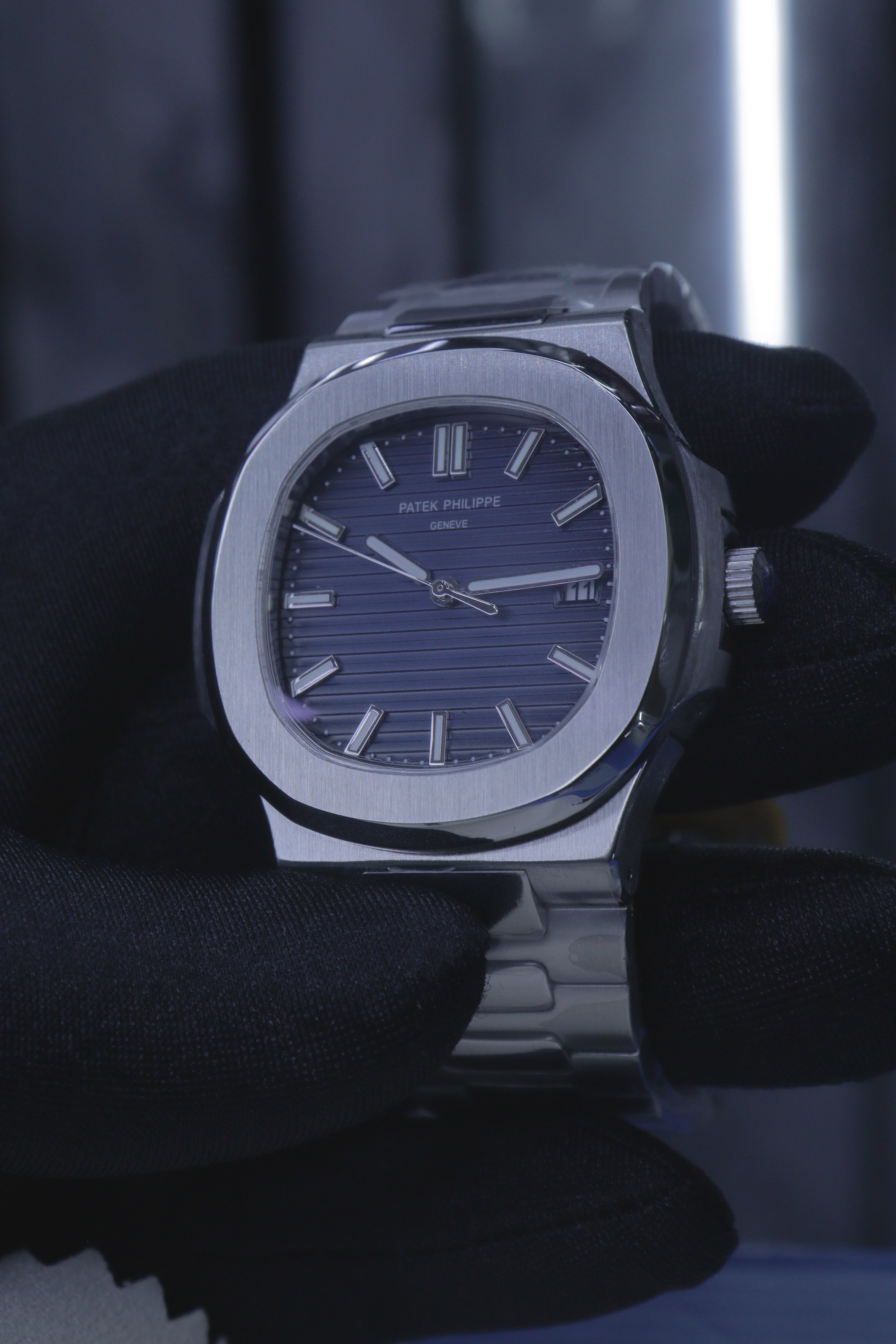 Patek Philippe Nautilus Aço Mostrador Azul Marinho