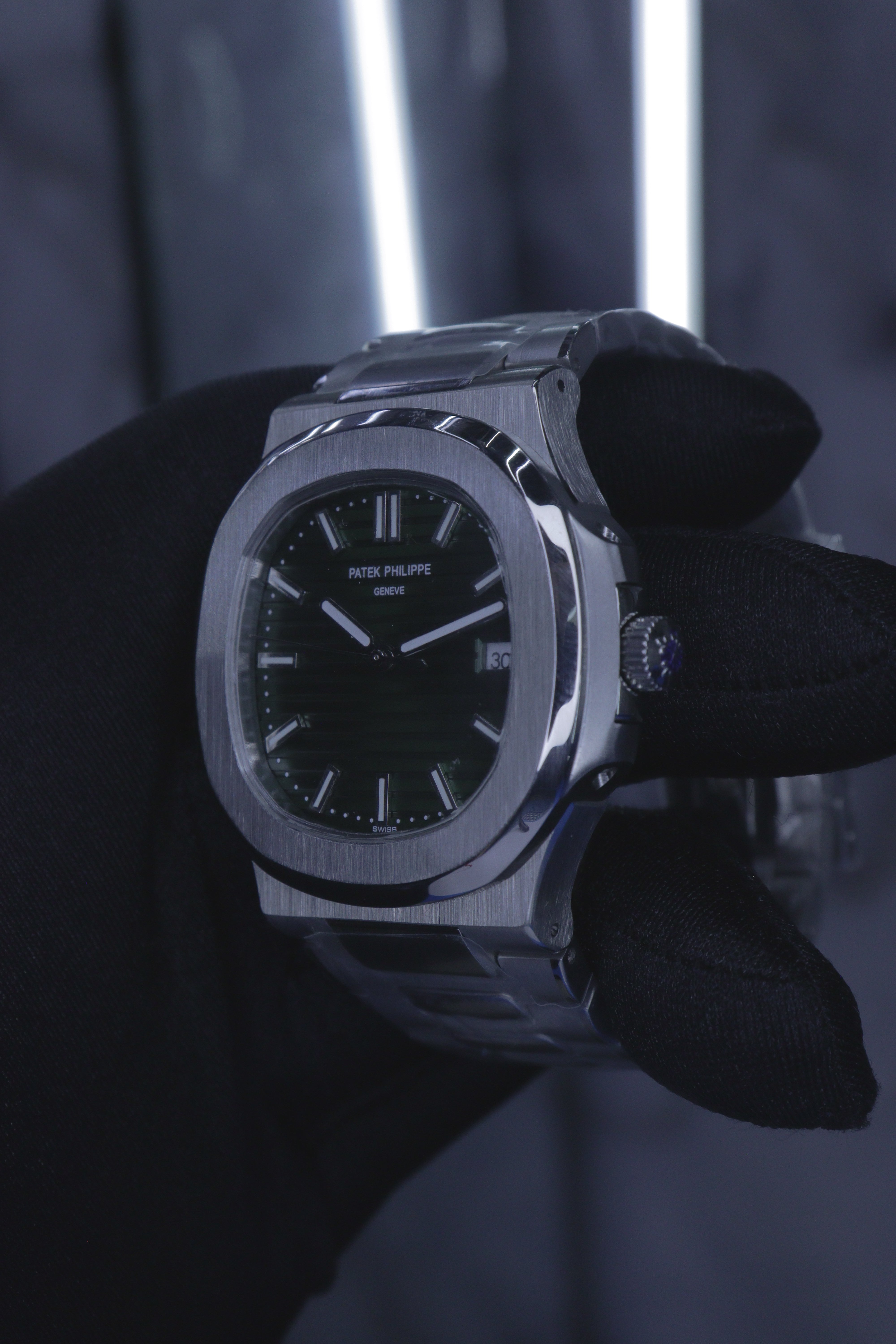 Patek Philippe Nautilus Aço Mostrador Verde