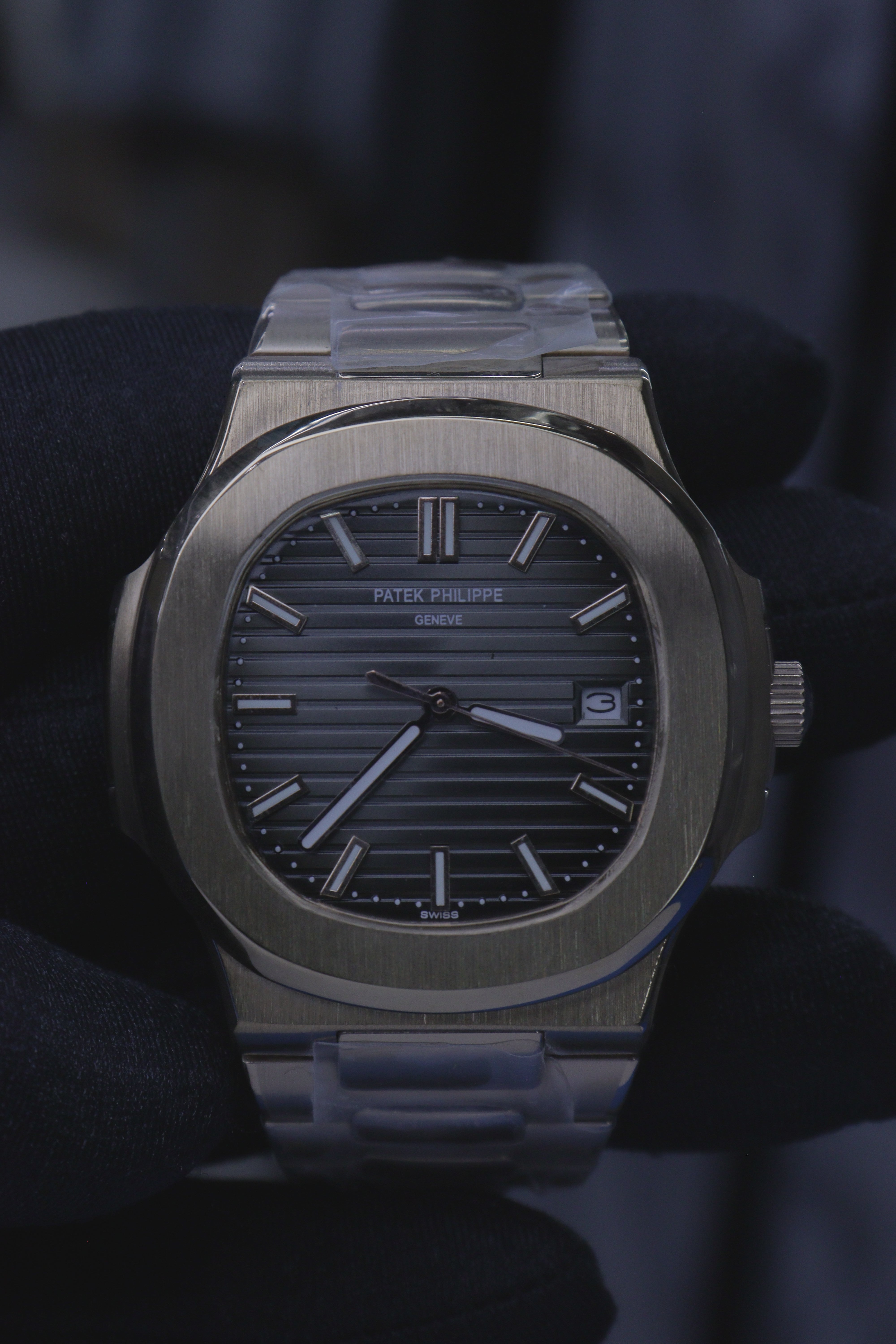Patek Philippe Nautilus Aço Mostrador Azul/Preto