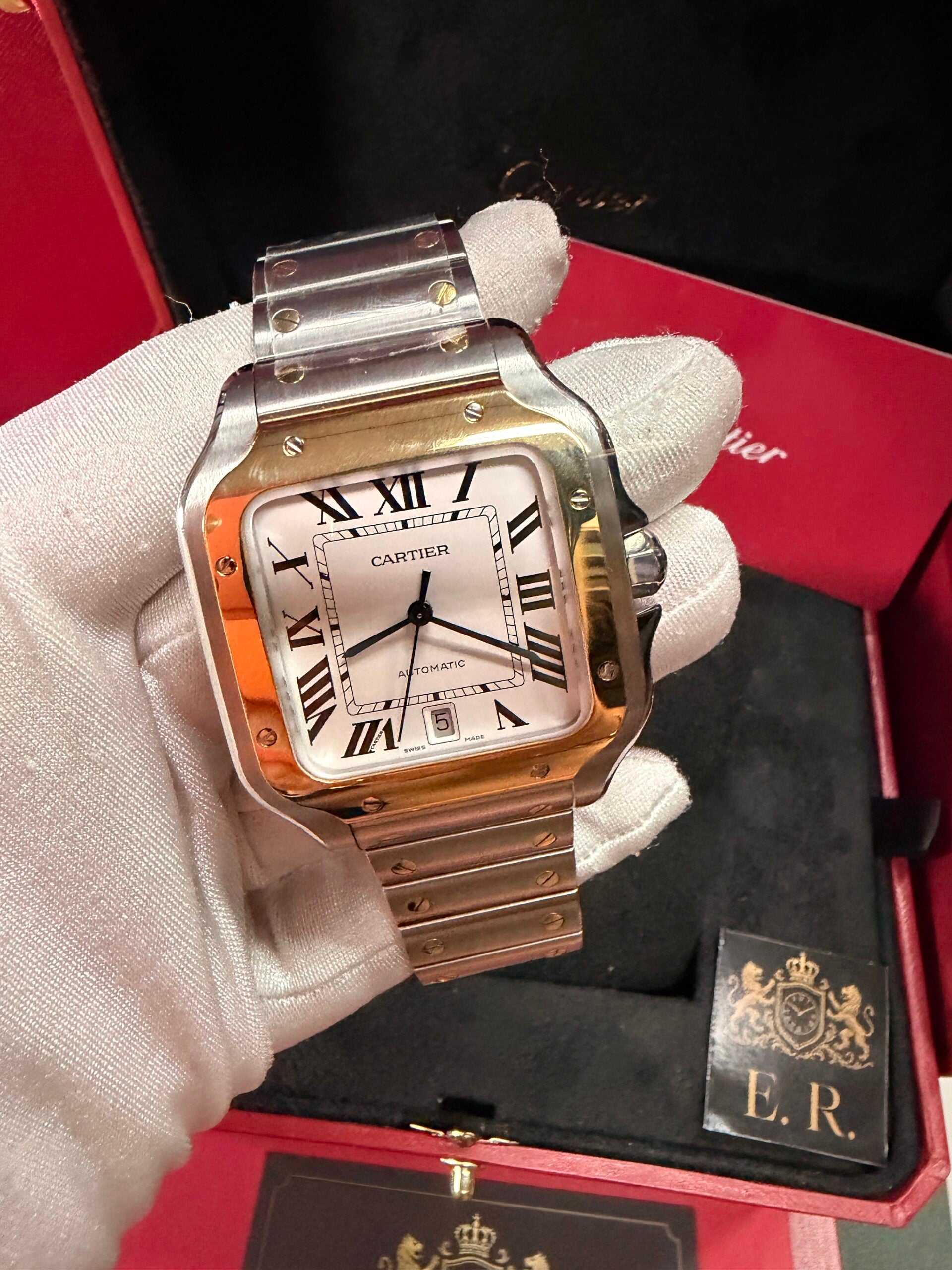 Cartier Santos Prata/Dourado – Grande