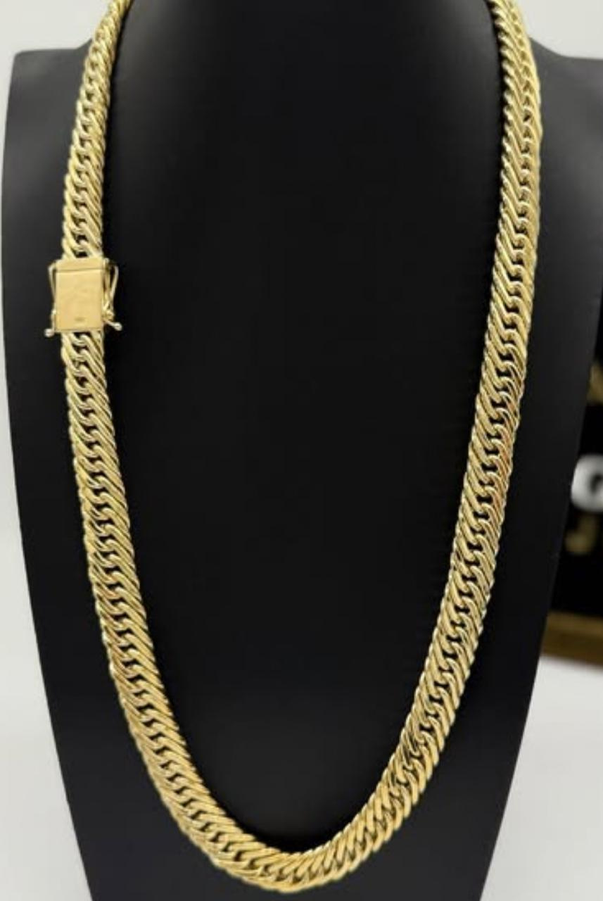 Corrente Grumet Dupla 12mm Moeda Antiga Banhada Ouro 24k 70cm