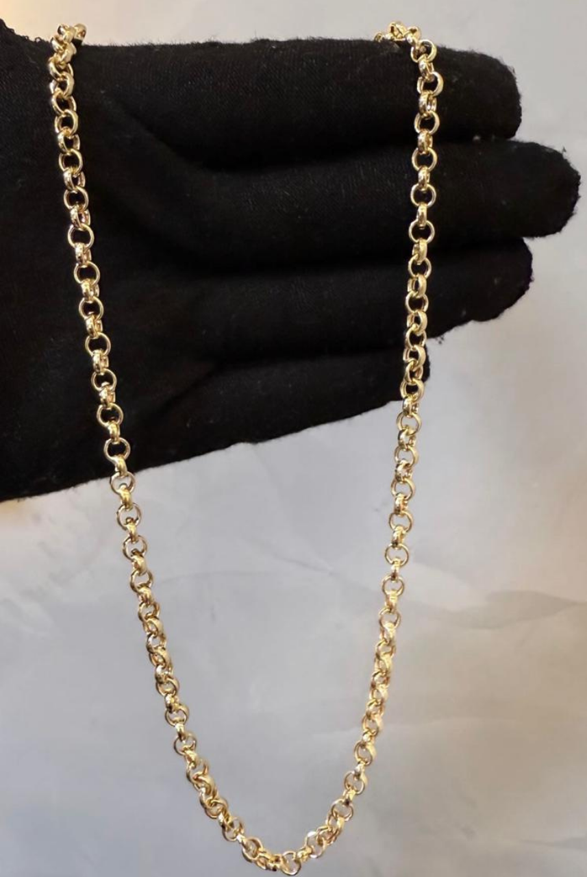 Corrente Cartier Elo Português 6mm Moeda Antiga Banhada Ouro 24k 60cm