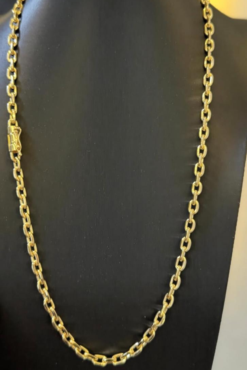 Corrente Cartier Cadeado 8mm Moeda Antiga Banhada Ouro 24k 70cm
