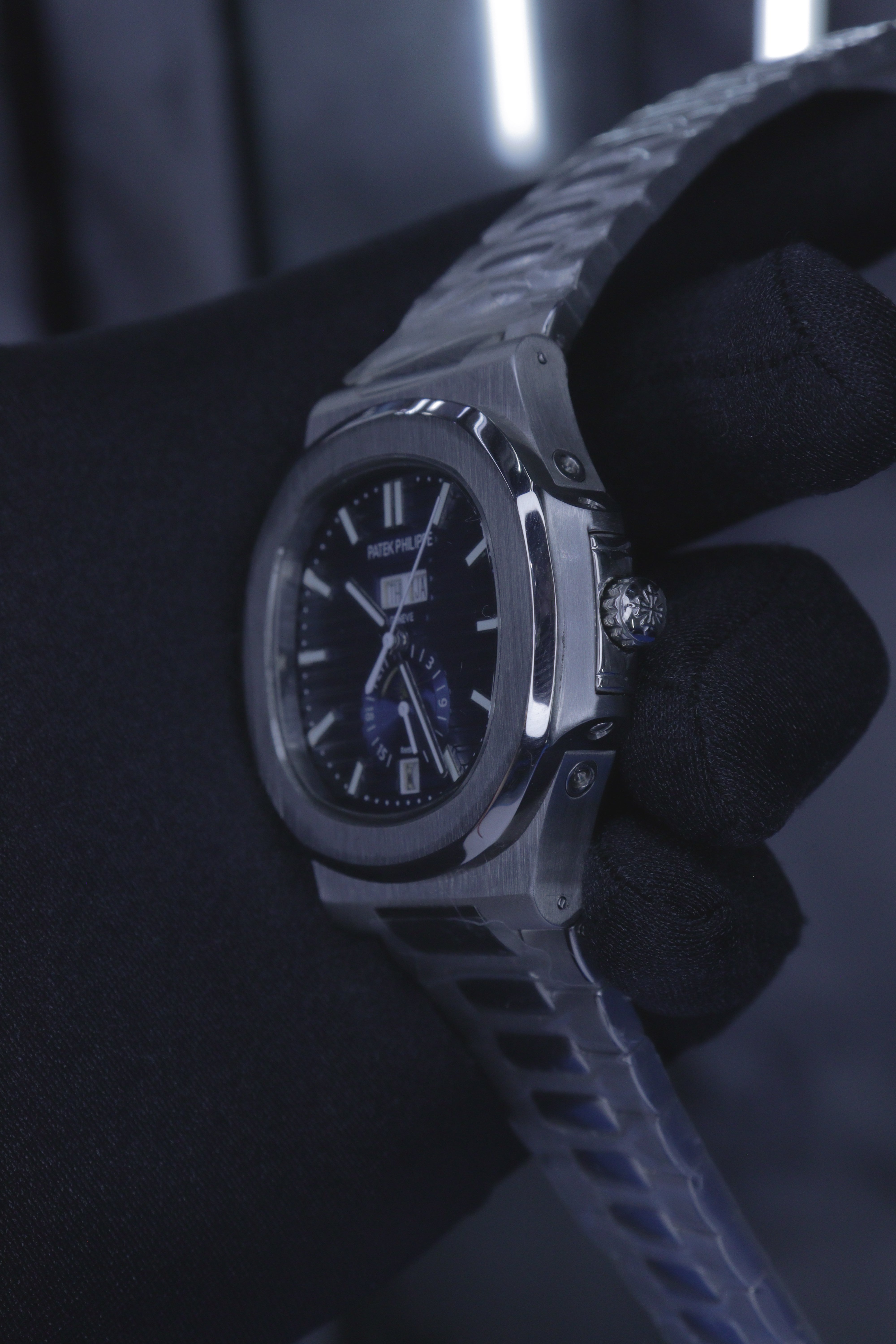 Patek Philippe Nautilus Aço Mostrador Azul Marinho
