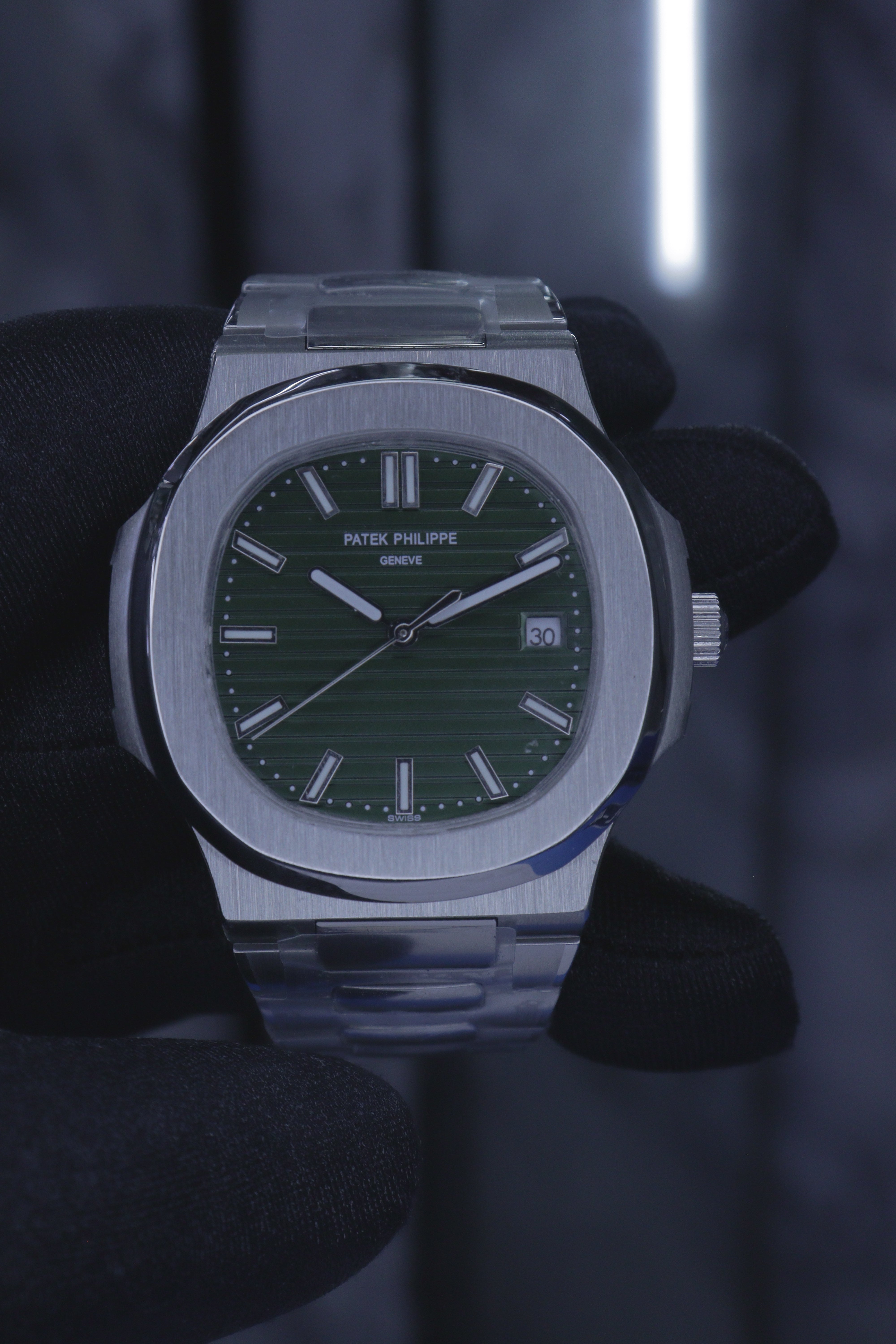 Patek Philippe Nautilus Aço Mostrador Verde