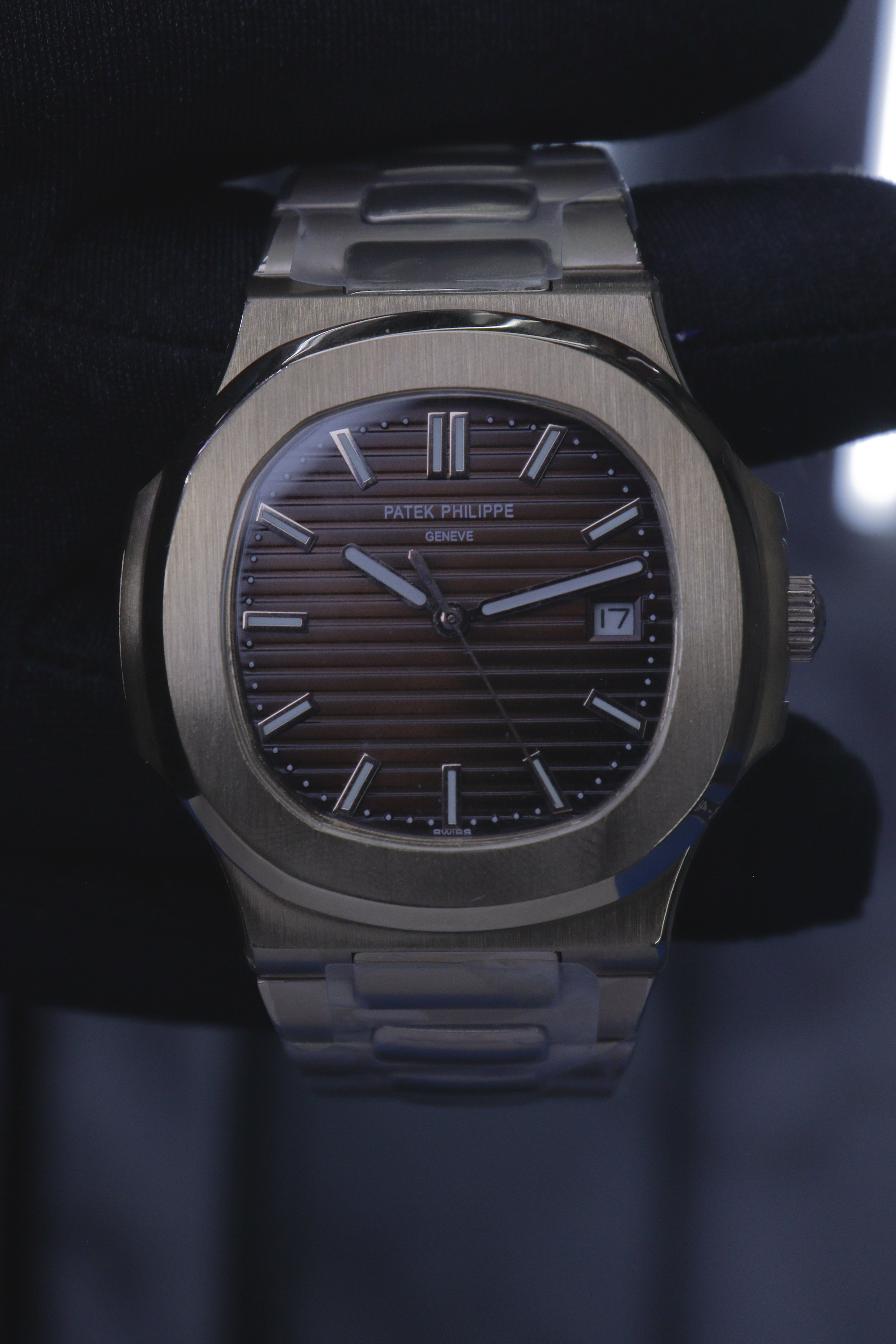 Patek Philippe Nautilus Aço Mostrador Marrom