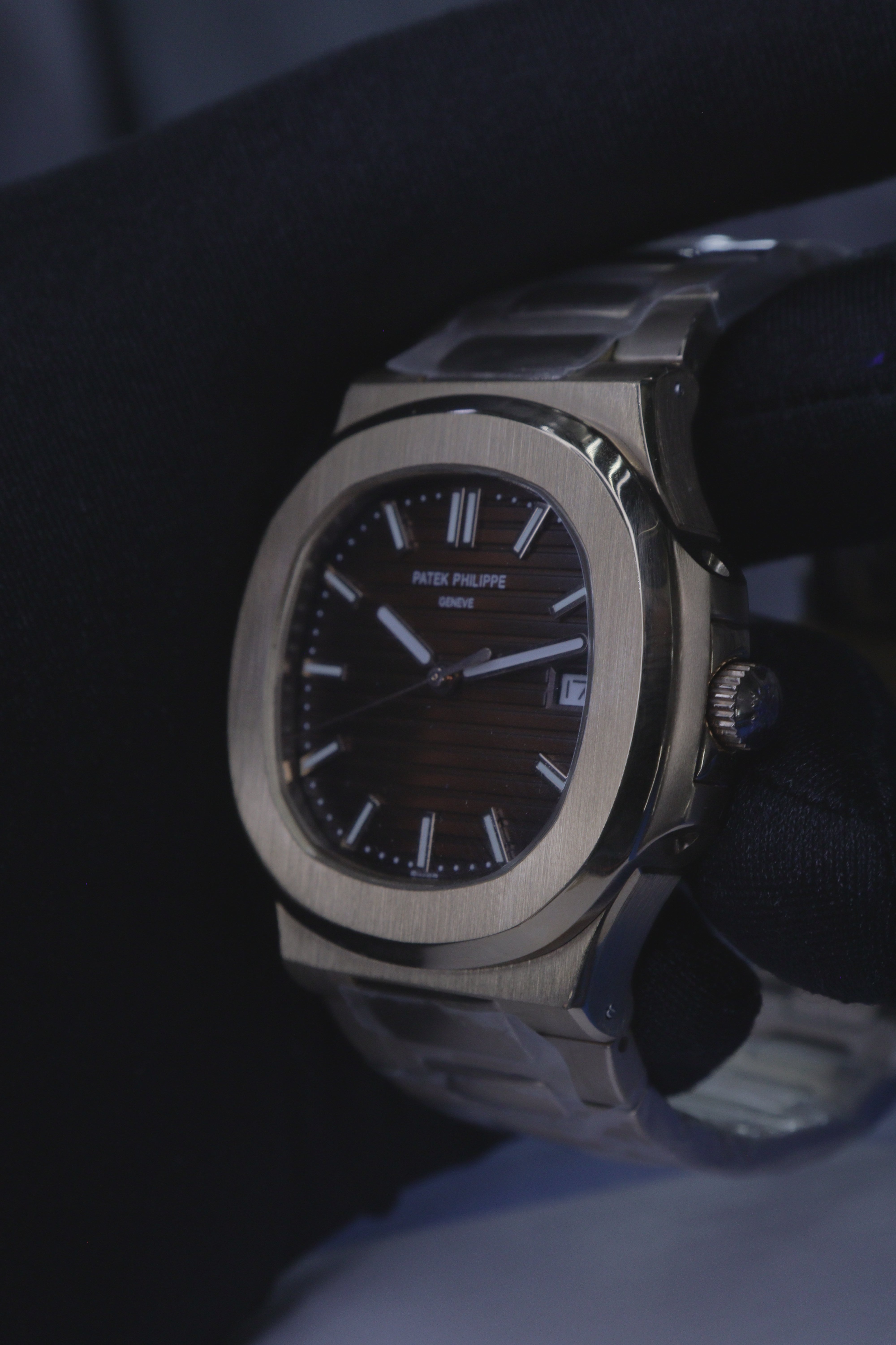 Patek Philippe Nautilus Aço Mostrador Marrom