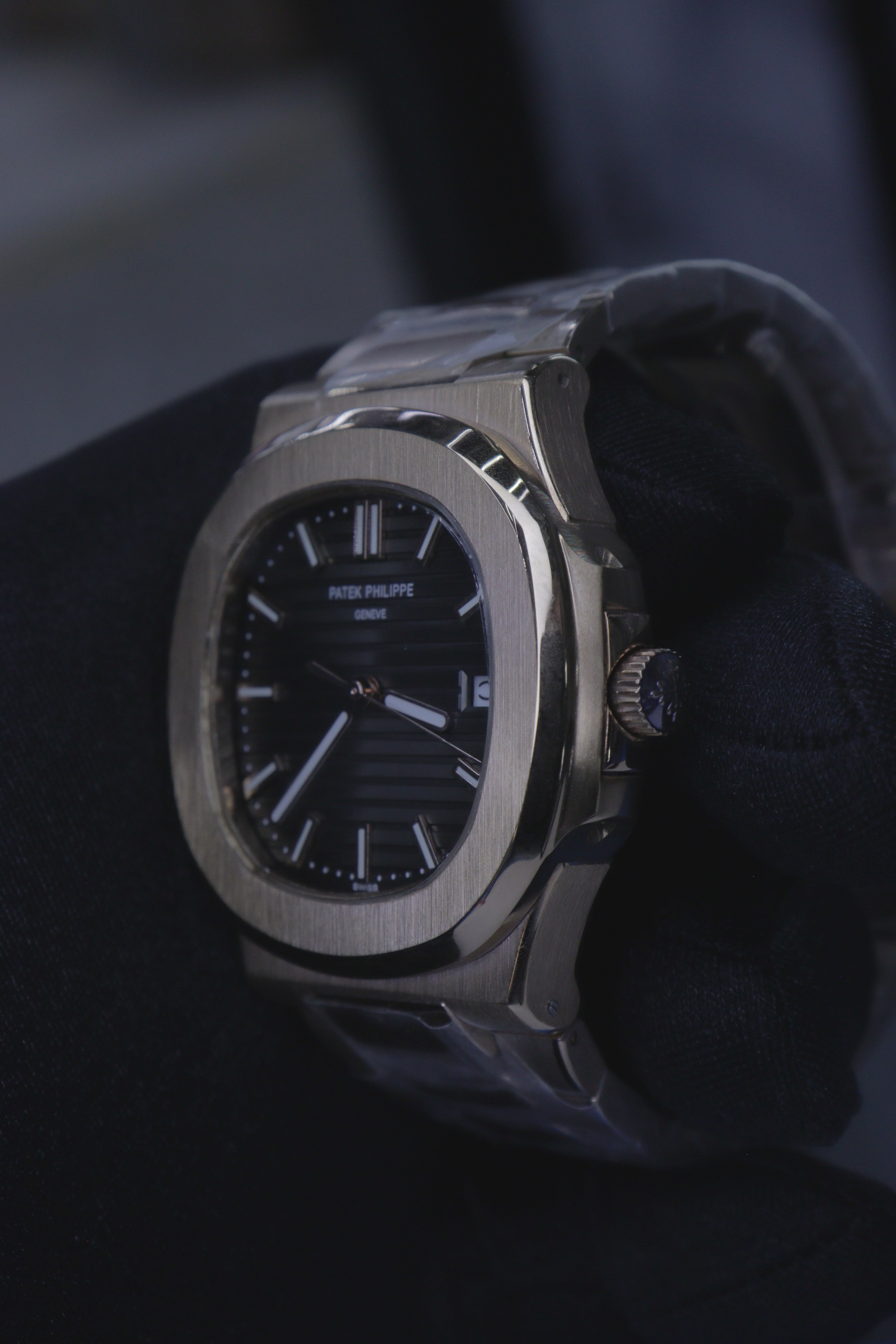 Patek Philippe Nautilus Aço Mostrador Azul/Preto