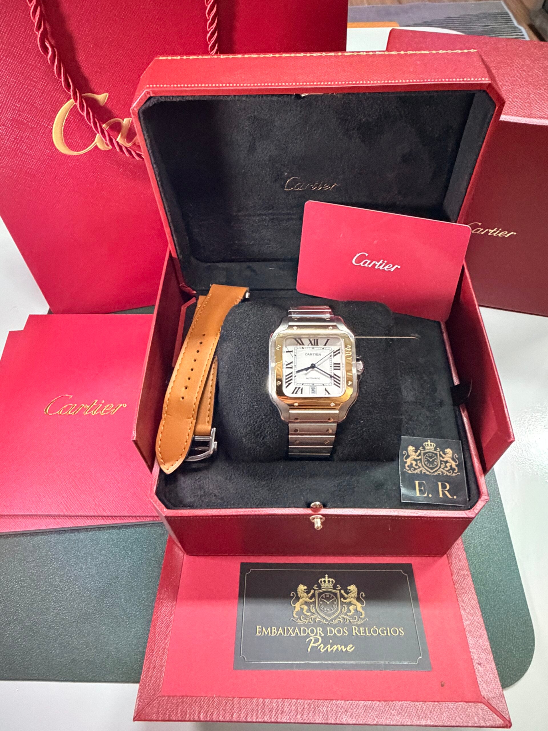 Cartier Santos Prata/Dourado – Grande