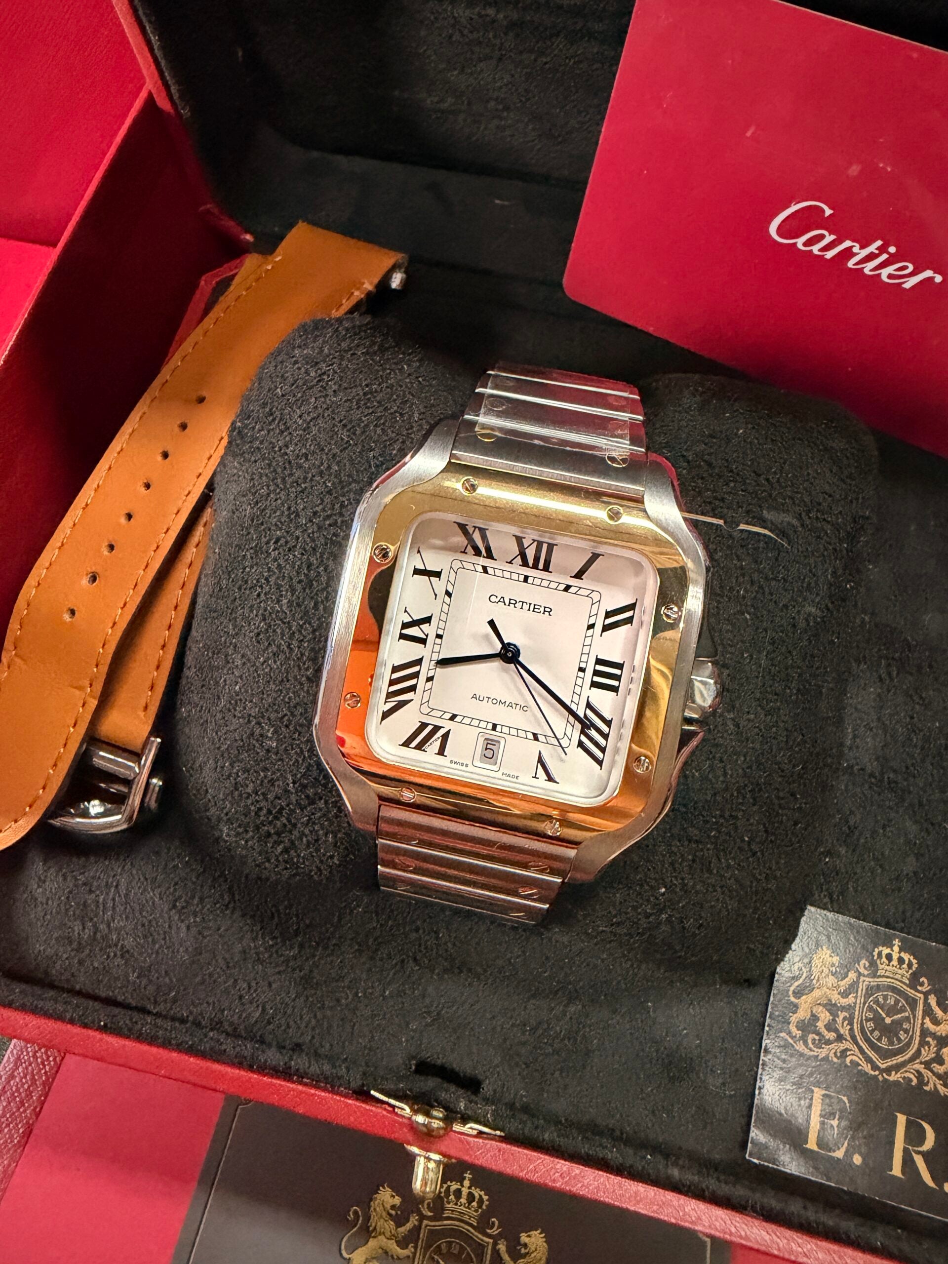 Cartier Santos Prata/Dourado – Grande