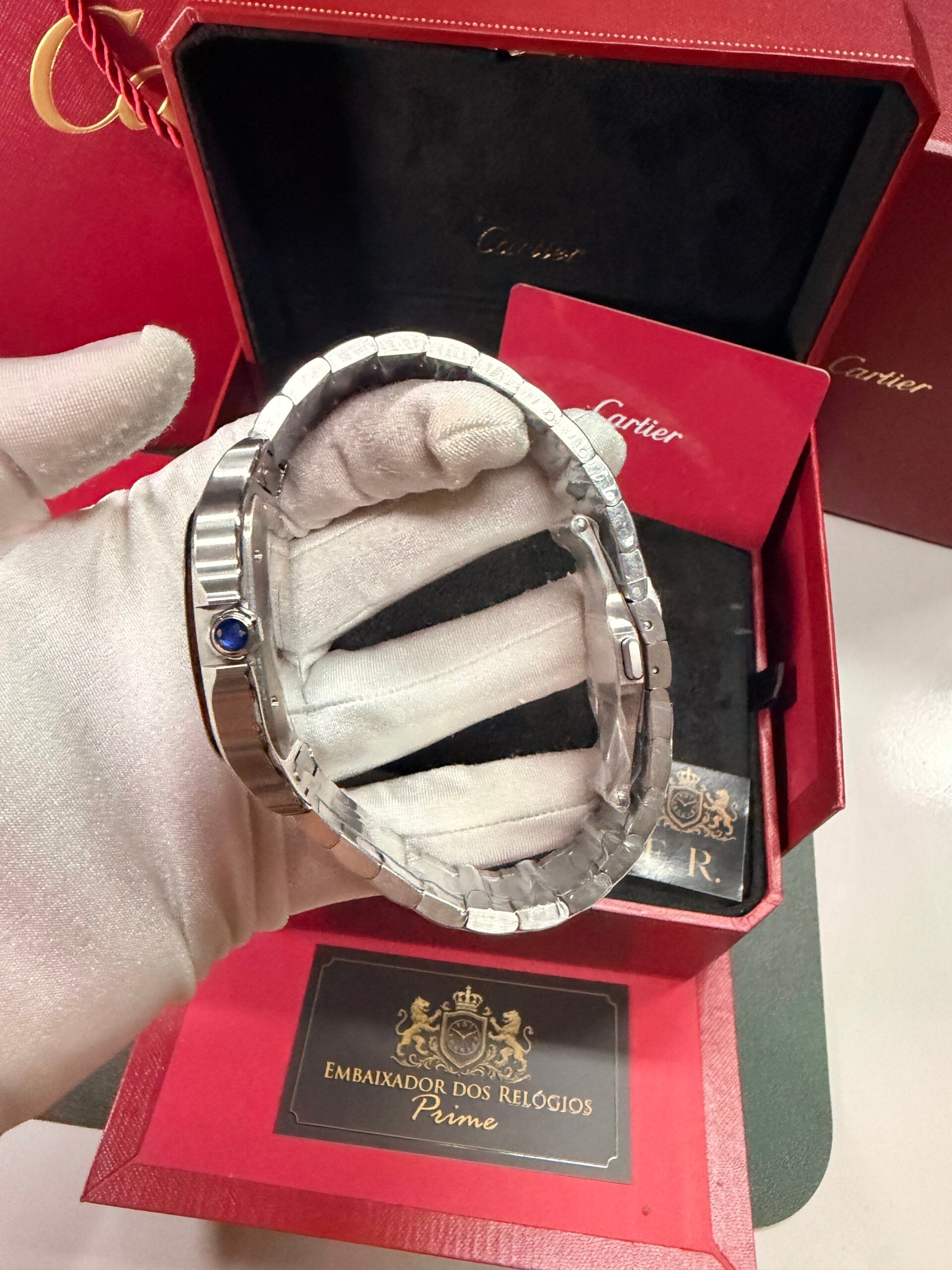 Cartier Santos Prata/Preto – Grande