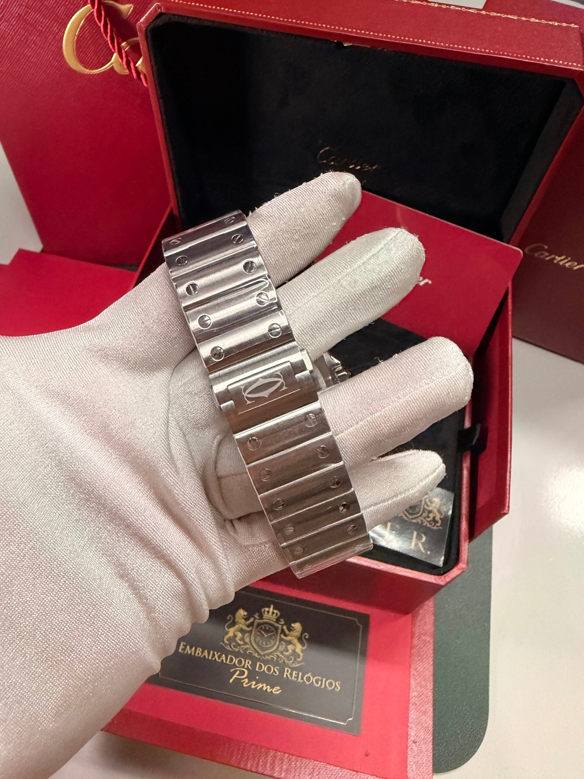 Cartier Santos Prata/Preto – Grande
