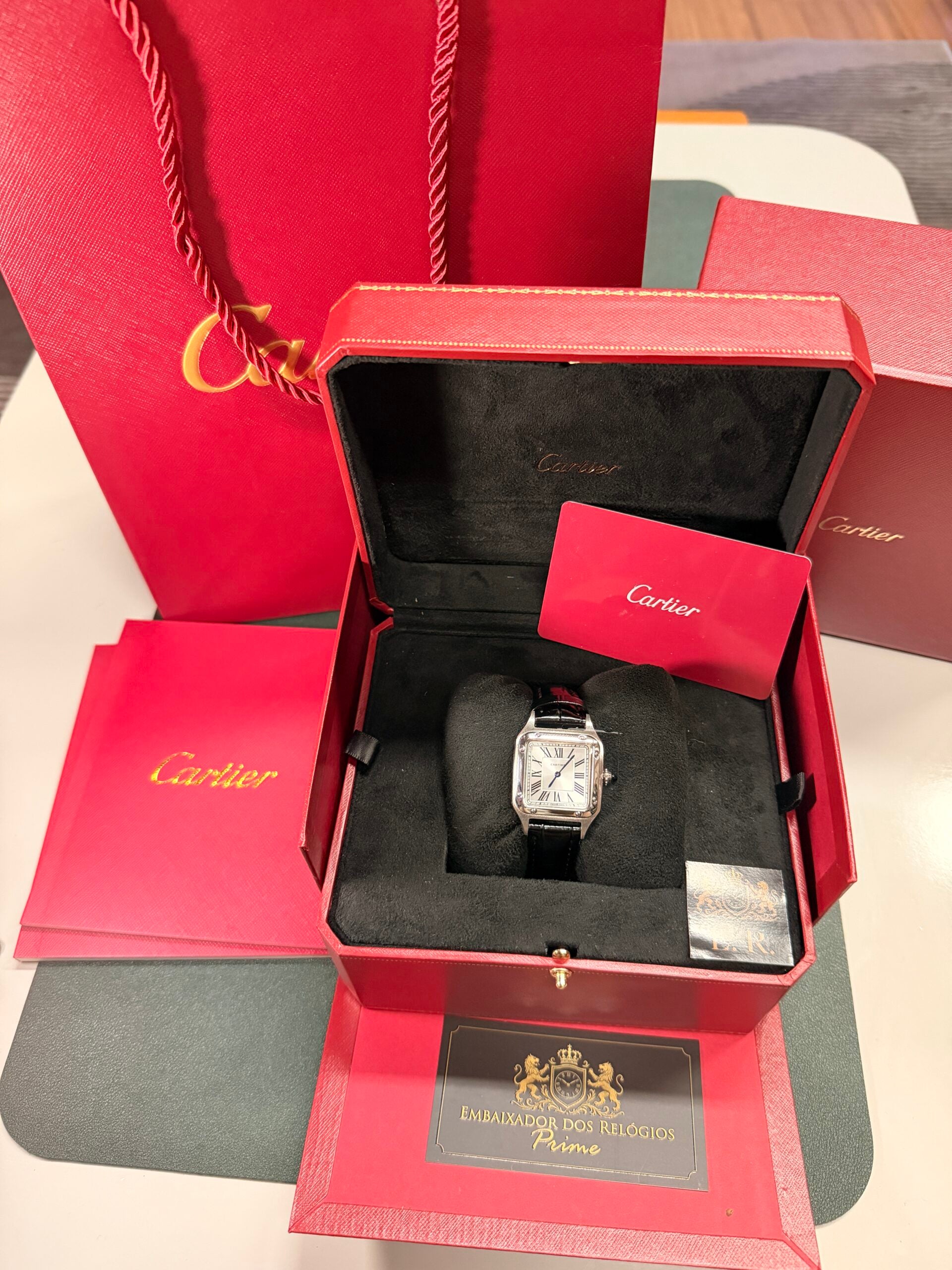 Cartier Santos Dumont Prata/Preto – Médio