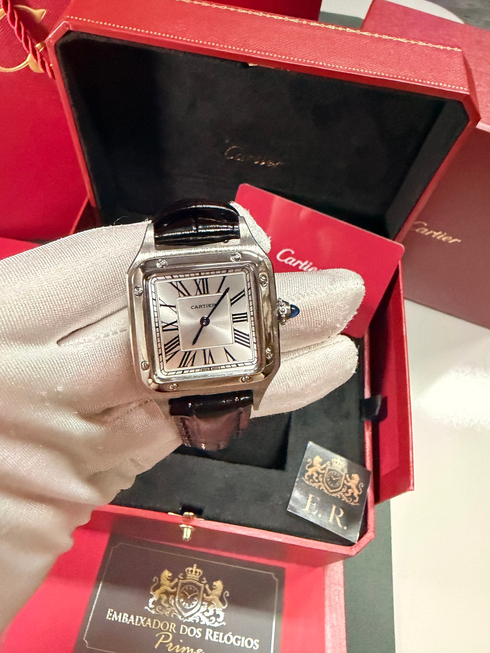 Cartier Santos Dumont Prata/Preto – Médio