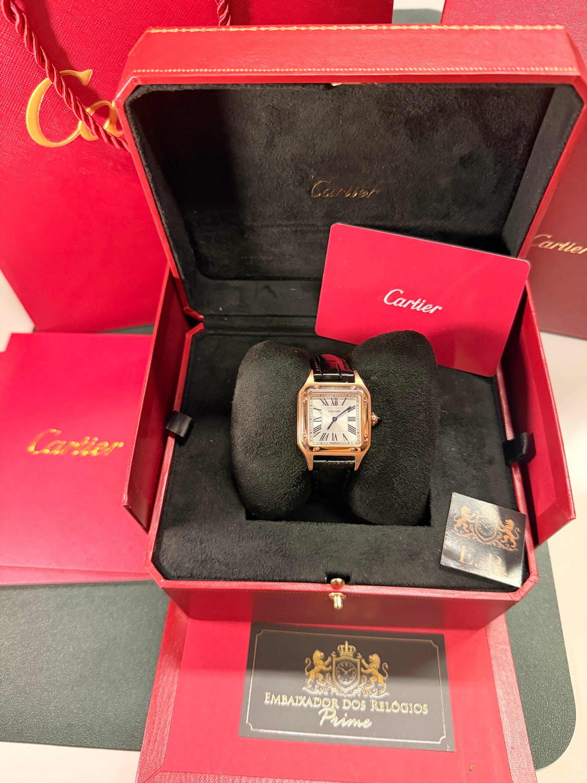 Cartier Santos Dumont Rose/Preto – Médio
