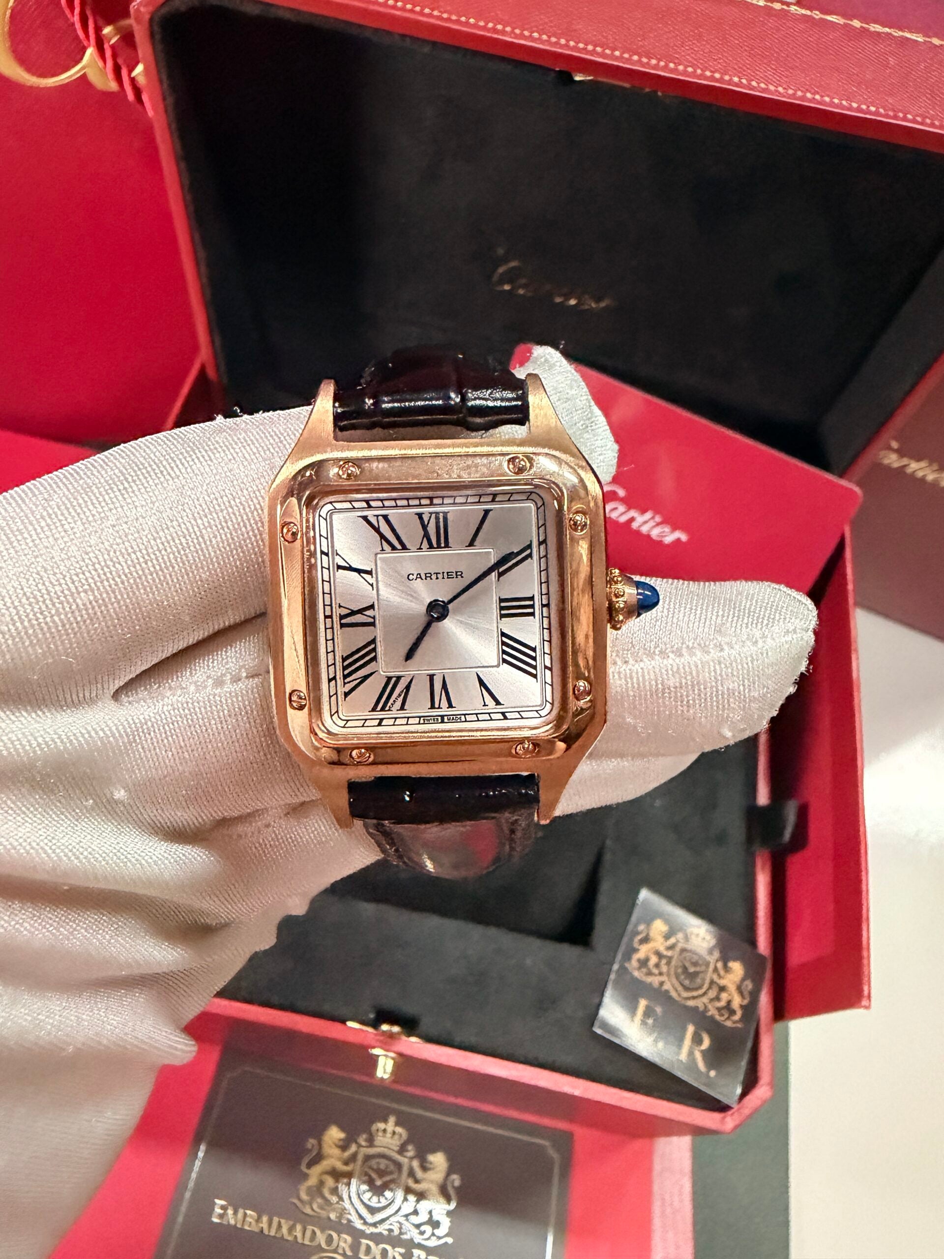 Cartier Santos Dumont Rose/Preto – Médio